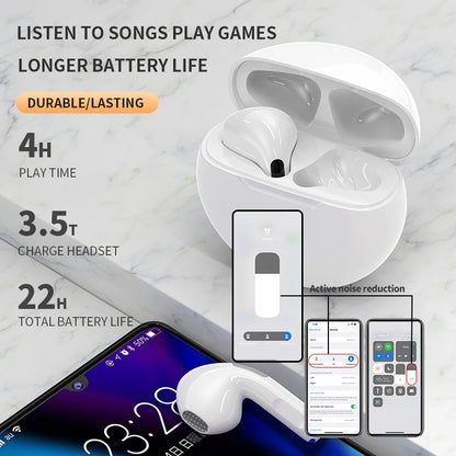 Air Pro 6 TWS Wireless Bluetooth Earbuds w/ Microphone