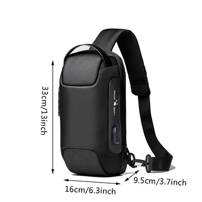 Men's Usb Crossbody Waterproof Shoulder Bag