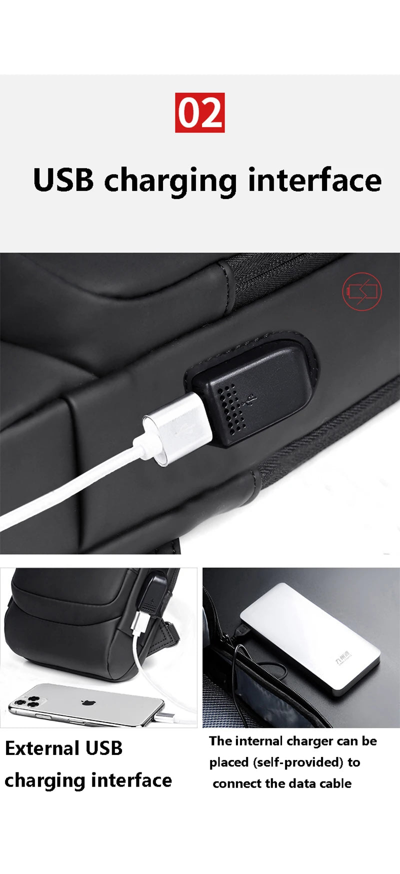 Men's USB Shoulder Bag